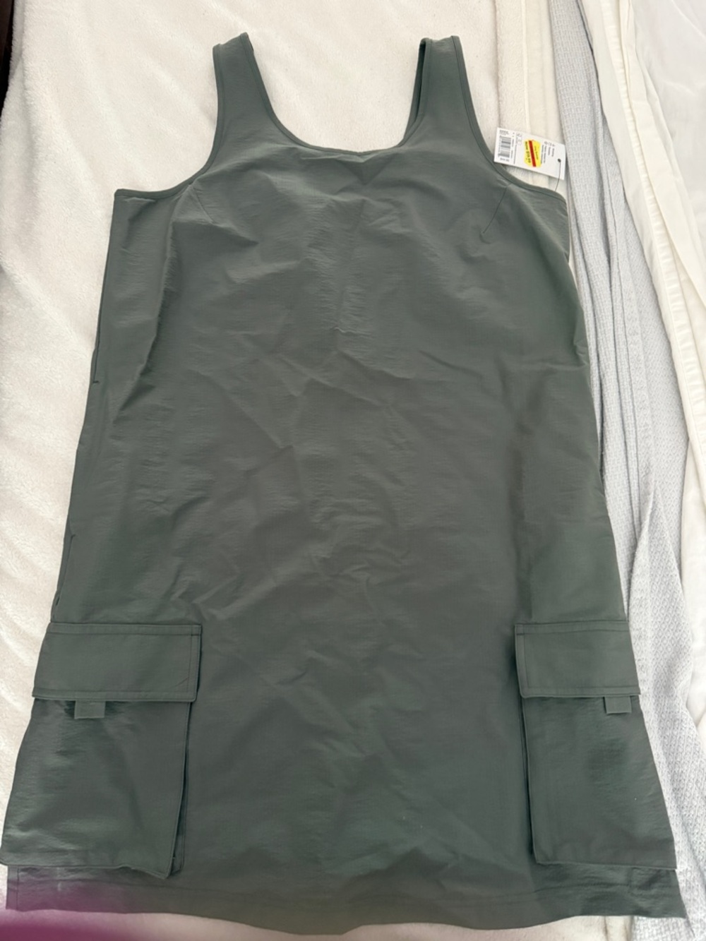 Sleeveless Mini Cargo Dress in Dark Olive